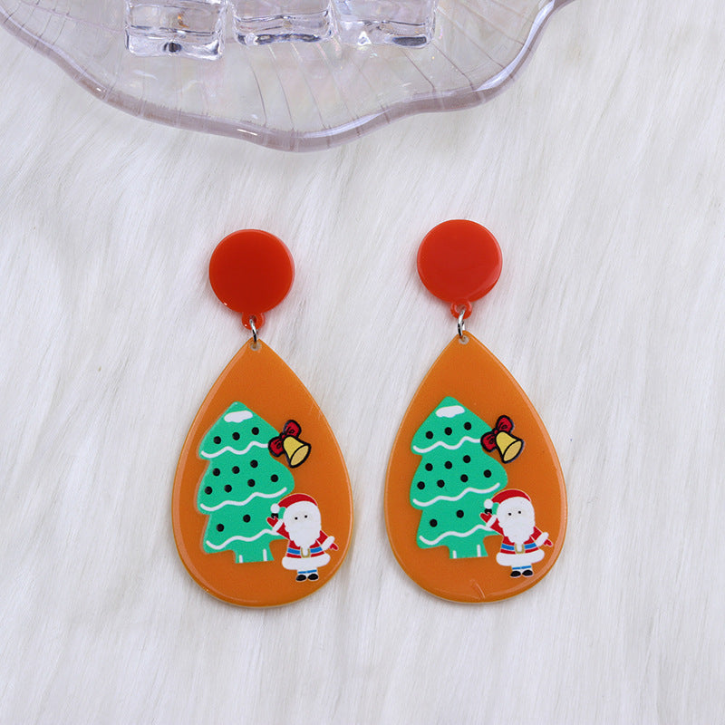 Wholesale Christmas Tree Santa Claus Tear Drop Shape Acrylic Earrings